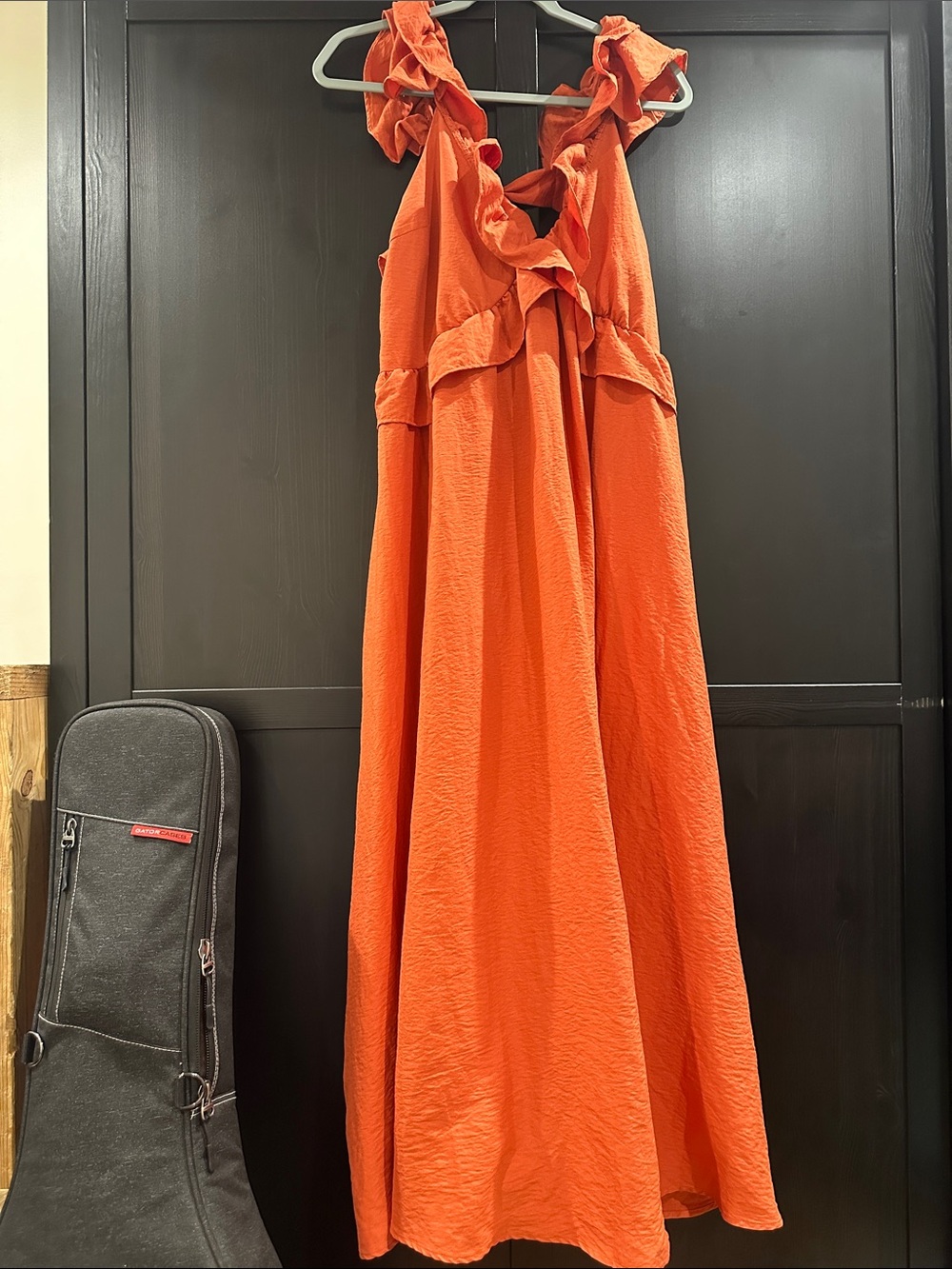 Cupshe Bright Orange Ruffle-Trim Maxi Dress